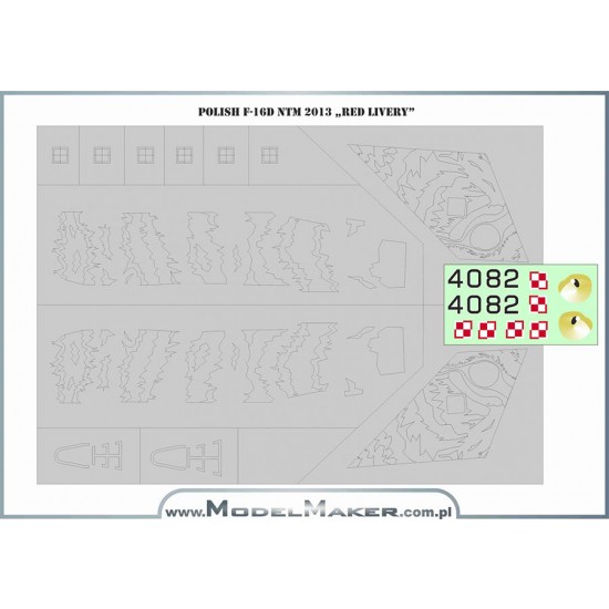 1/72 Polish F-16D NTM 2013 ''Red Livery'' Masks and Decals Set
