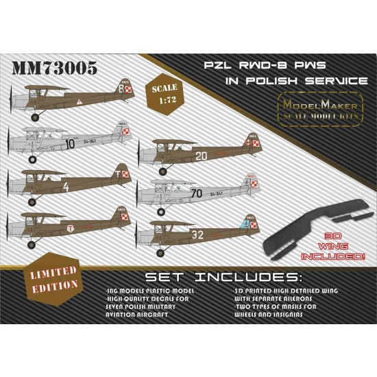 Polish Rwd 1/72 Polish RWD-8 Plastic Kit with 3D-printed Wing ModelMaker MM73005