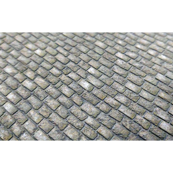 1/43 1/45 1/48 Straight Street - Cobblestone with 2 Canal Covers (Road width: 150 mm)