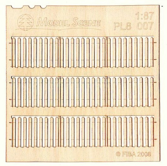HO Scale 1/87 Stockade Fence Boards - Standard Size Type 7