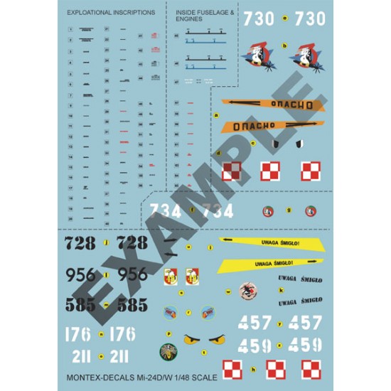 1/72 Mil Mi-24D/W Helicopter Decals & Canopy Paint Masks for Zvezda kits