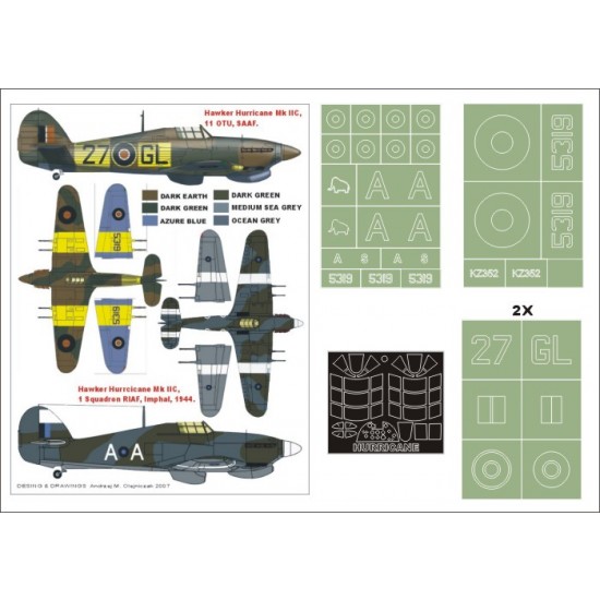 1/24 Hurricane Mk.IIC Paint Mask Vol.2 for Trumpeter (Canopy Masks + Insignia Masks)