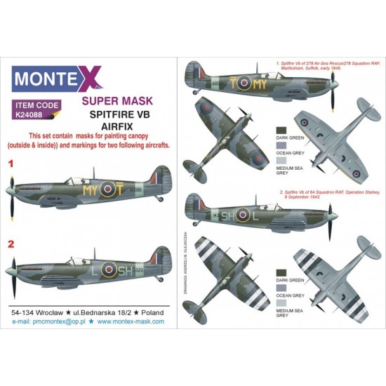 1/24 Spitfire VB Paint Mask for Airfix