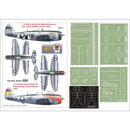 1/32 P-47D Bubbletop Paint Mask Vol.2 for Hasegawa (Canopy Masks + Insignia Masks +Decals)