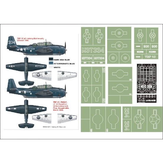 1/32 TBF-1C Avenger Paint Mask Vol.2 for Trumpeter (Canopy Masks + Insignia Masks)