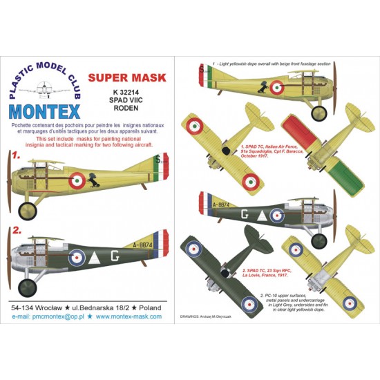 1/32 SPAD 7c Paint Mask Vol.2 for Roden (Insignia Masks)