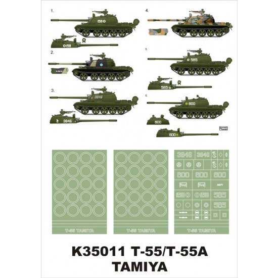 1/35 T-55/T-55A Paint Mask for Tamiya (Insignia Masks + Wheel Mask)