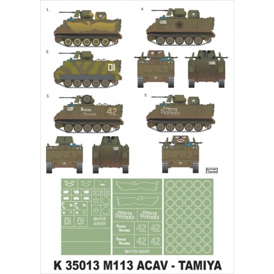 1/35 M113 ACAV Paint Mask for Tamiya (Insignia Masks + Wheel Mask)