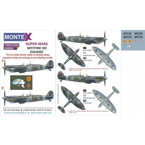 1/48 Supermarine Spitfire Mk.IXc Paint Mask for Eduard kit