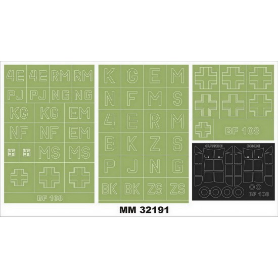 1/32 Messerschmitt Bf 108 Taifun Masking for Eduard 3006 (2 canopy & 3 insignia masks)
