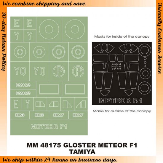 1/48 Gloster Meteor FI Paint Mask for Tamiya kit (Canopy Masks + Insignia Masks)