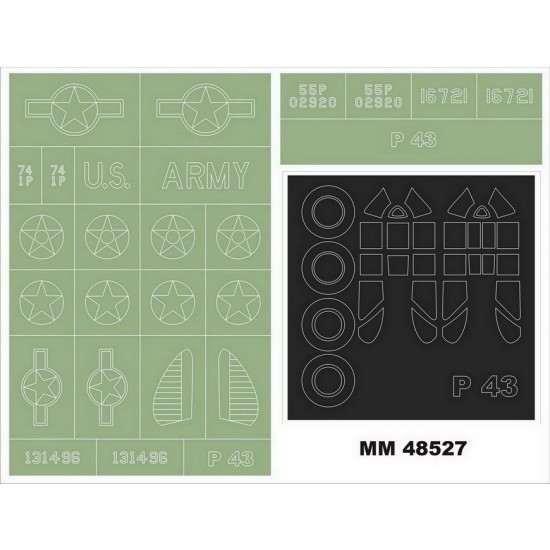 1/48 Republic P-43 Lancer Masking for Dora Wings 48029 (2 canopy & 2 insignia masks)