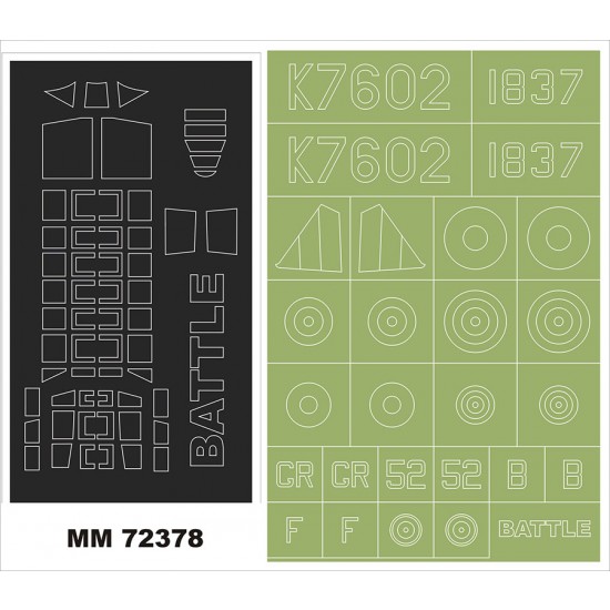 1/72 Fairey Battle Canopy and Insignia Masking for Azur Kit FR0047