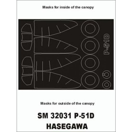 1/32 P-51D Mustang Paint Mask for Hasegawa kit (outside-inside)