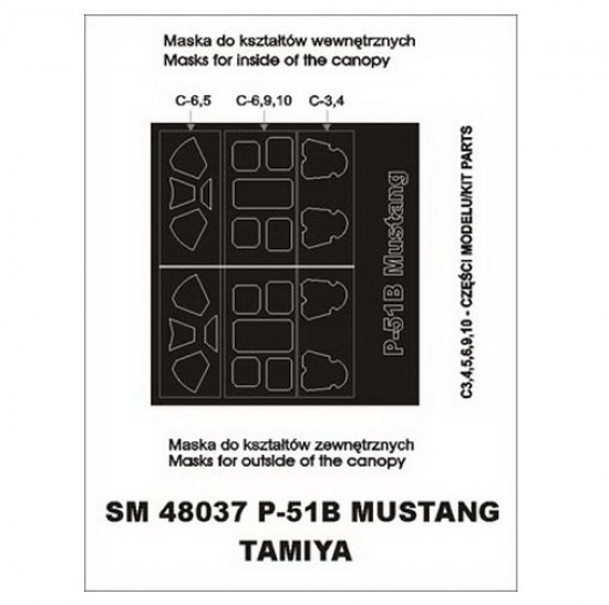 1/48 P-51B Mustang Paint Mask for Tamiya kit (outside-inside)