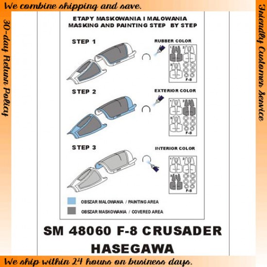 1/48 F-8 Crusader Paint Mask for Hasegawa kit (outside-inside)