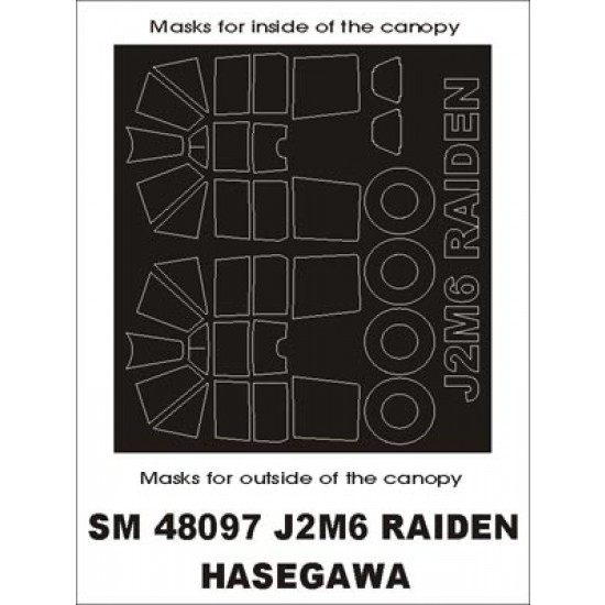 1/48 J2M6 Raiden Paint Mask for Hasegawa kit (outside-inside)