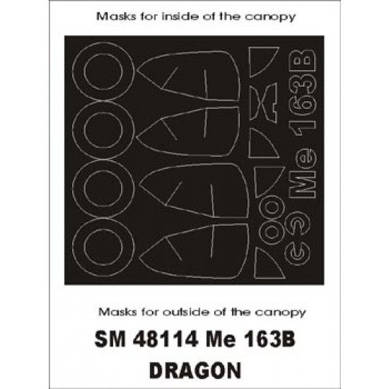 1/48 Me-163 Komet Paint Mask for Dragon/Revell kit (outside-inside)