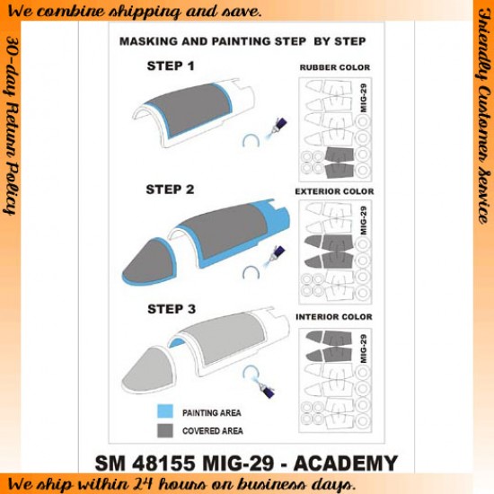 1/48 Mig-29A Paint Mask for Academy kit (outside-inside)