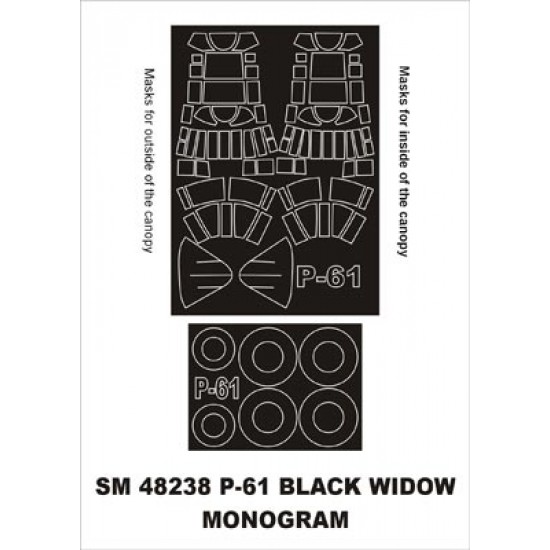 1/48 P-61 Black Widow Paint Mask for Monogram kit (outside)