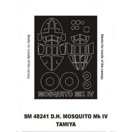 1/48 D.H.Mosquito Mk.IV Paint Mask for Tamiya kit (outside-inside)