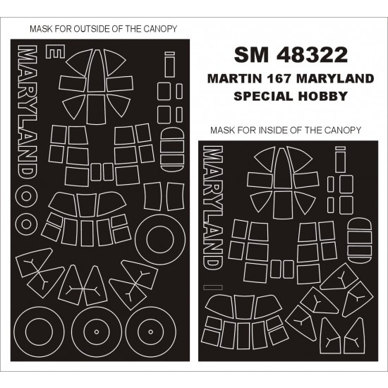 1/48 Martin 167 Maryland Paint Mask for Special Hobby kit (outside-inside)