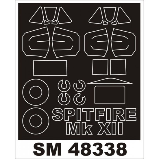 1/48 Spitfire Mk.XII Paint Mask for Airfix kit (outside-inside)