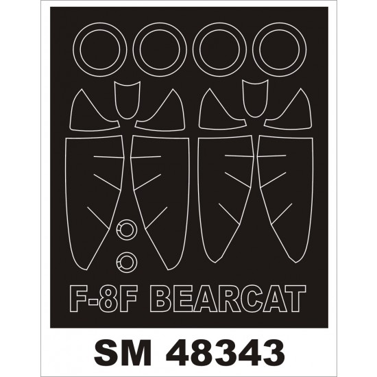 1/48 F8F Bearcat Paint Mask for HobbyBoss kit (outside-inside)