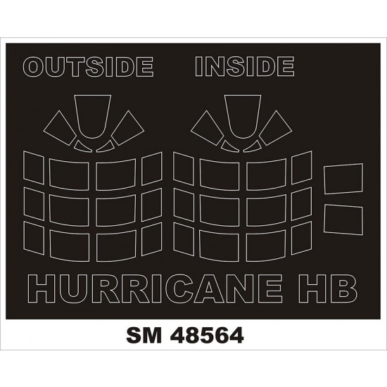 1/48 Hurricane Canopy and Wheel Masks for Hobby Boss kits (Outside, Inside)