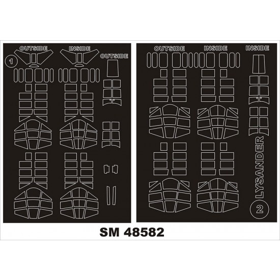 1/48 Wetland Lysander I Canopy Masking for Airfix Kit (Outside, Inside)