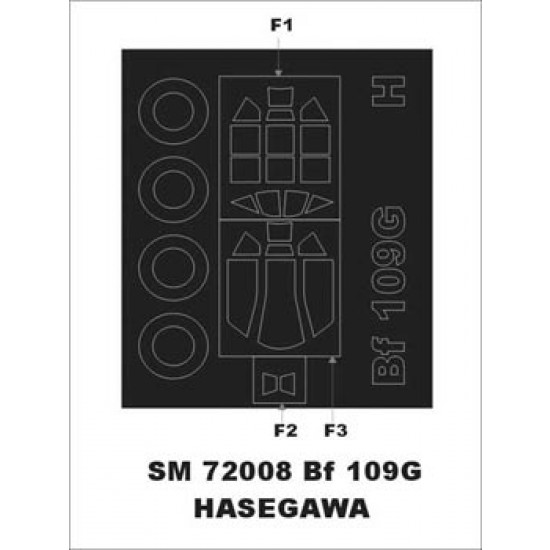 1/72 Messerschmitt BF 109G Paint Mask for Hasegawa kit (outside)