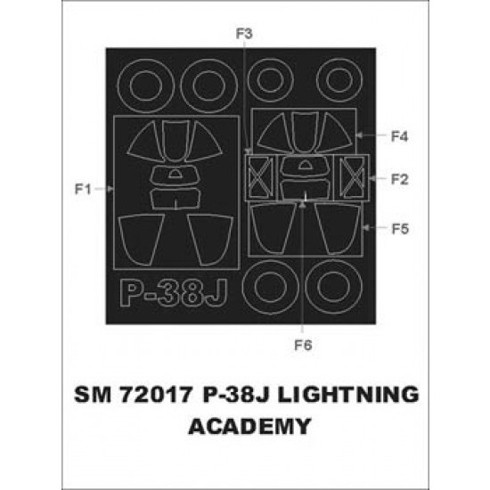 1/72 Lockheed P-38J Lightning Paint Mask for Academy kit (outside)