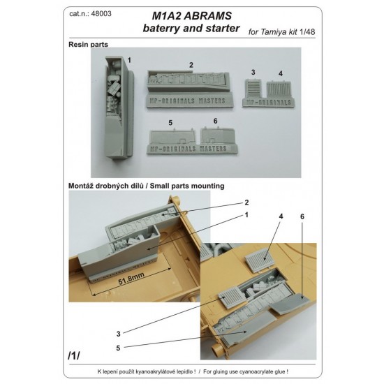 1/48 M1A2 Abrams Battery and Starter Detail set for Tamiya kits