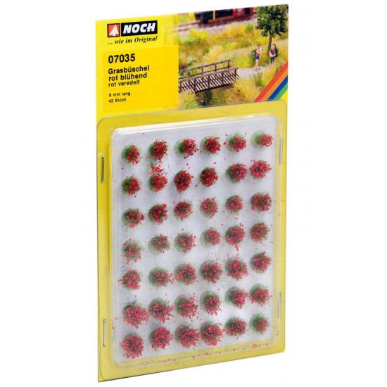 Grass Tufts "Blooming" (red, 42pcs, 6mm)