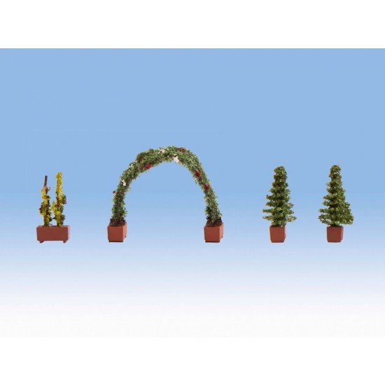 HO Scale Rose Arch Set (1 rose arch, 2 thuja, 1 rose)