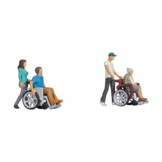HO Scale Wheelchair Drivers (4 coloured figures with accessories)