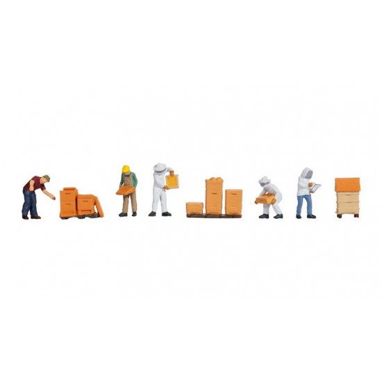 HO Scale Beekeepers with Beehives (5 coloured figures with accessories)