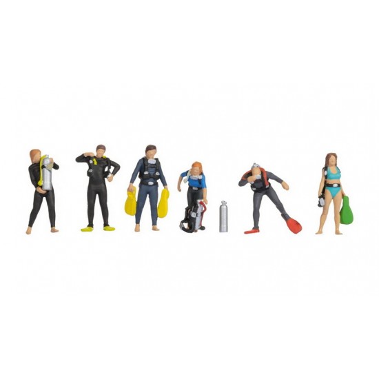 HO Scale Divers (6 coloured figures with accessories)