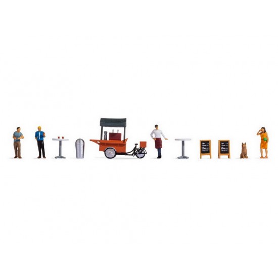 HO Scale Themed Figures Set "Coffee Stall"