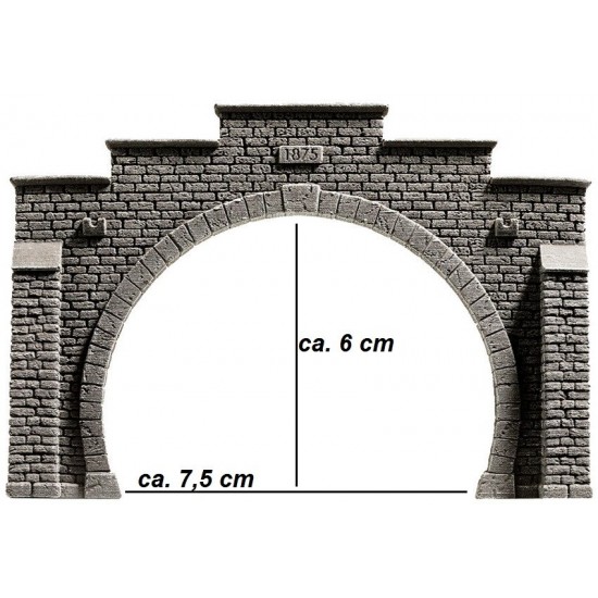 HO Scale Tunnel Portal for Double Track (12.3 x 8.5 cm)