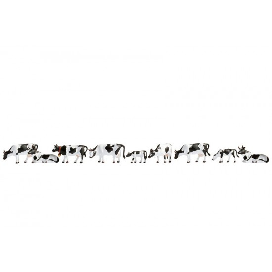N Scale Cows, Black-white Assembled and Painted Miniatures