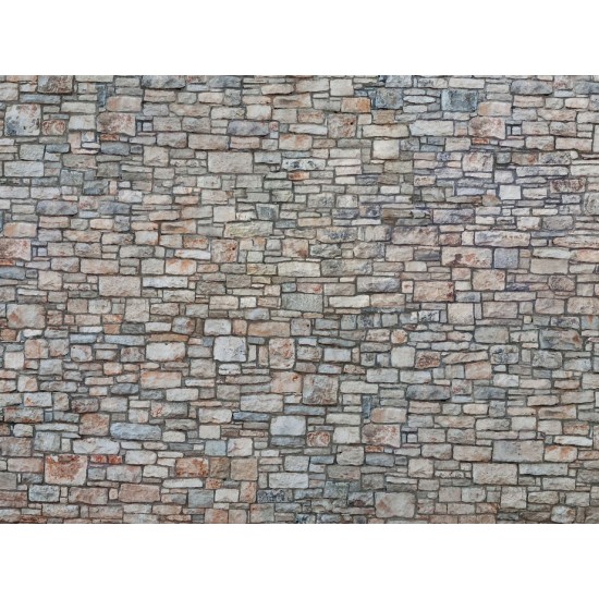 HO Scale Quarrystone Wall Multicol (3D Cardboard Sheet, 250 x 125mm)