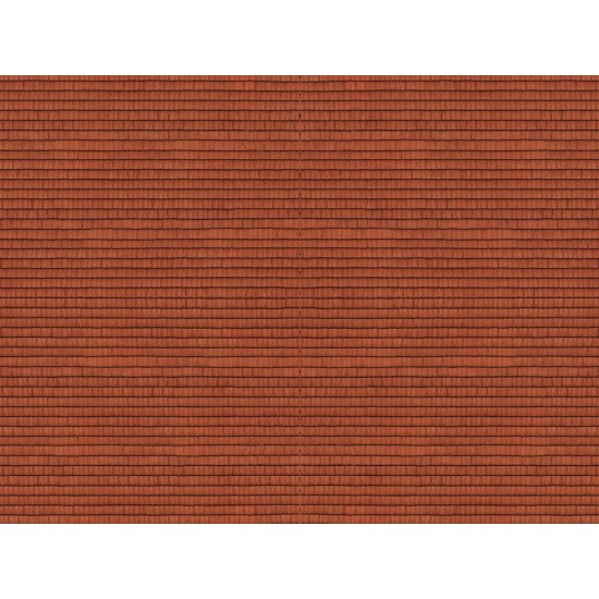 N Scale "Roof Tile" Red (3D Cardboard Sheet, 250 x 125mm)