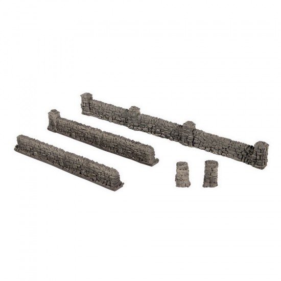 HO Scale Granite Walls (Wall height 1.5 cm, pillar height 2.2 cm, total length 104 cm)