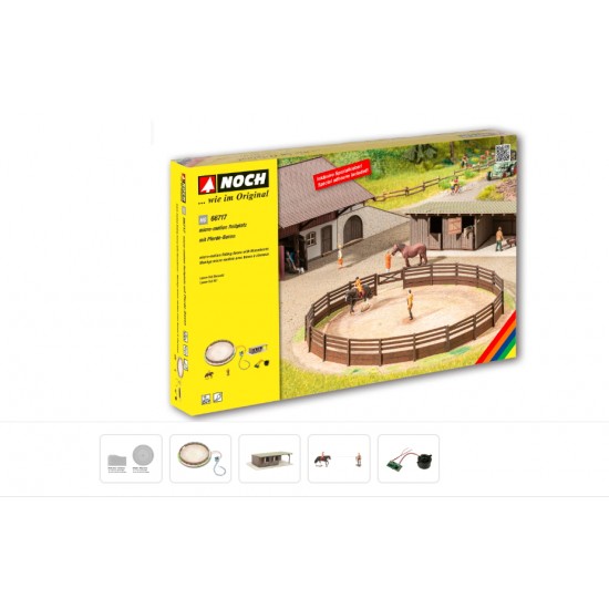 HO Scale Micro-motion Riding Arena with Horseboxes