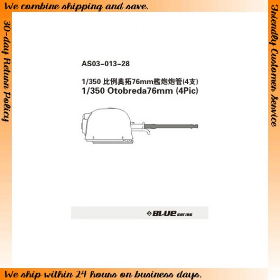 1/350 Otobreda 76mm Metal Parts (4pcs) for JMSDF, Perry Class & Cheng Kung Class