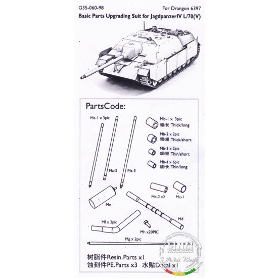 Detail-up Set for 1/35 Jagdpanzer IV L/70(V) for Jagdpanzer IV (Dragon kit)