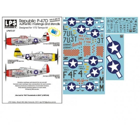 1/72 Republic P-47D Thunderbolts 36th & 48th FG Decals for Tamiya kits