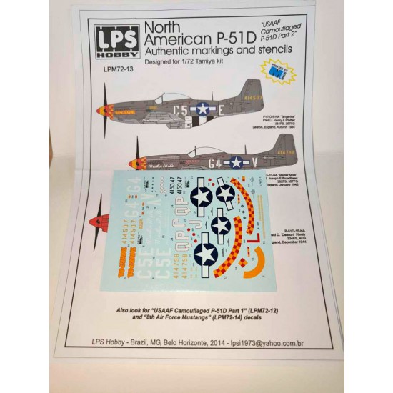 1/72 UAAF P-51D Markings & Stencils Decals for Tamiya kits