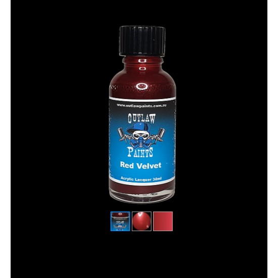 Acrylic Lacquer Paint - Metallic Colour Red Velvet (30ml) Outlaw Paints ...
